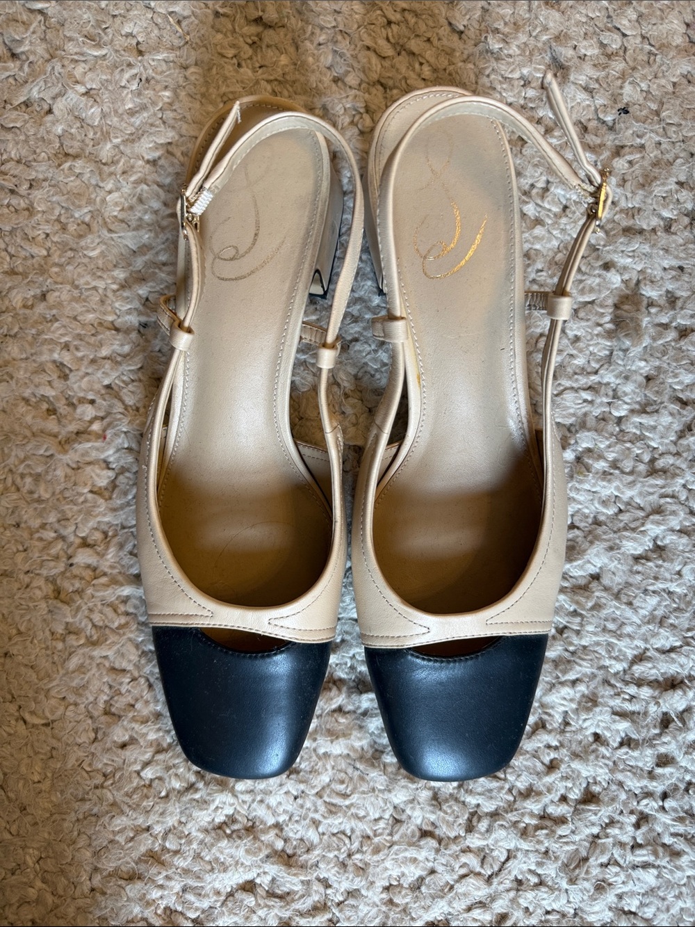 Sam Edelman size 9 Women's Two-Tone Slingback Pumps - Beige and Black